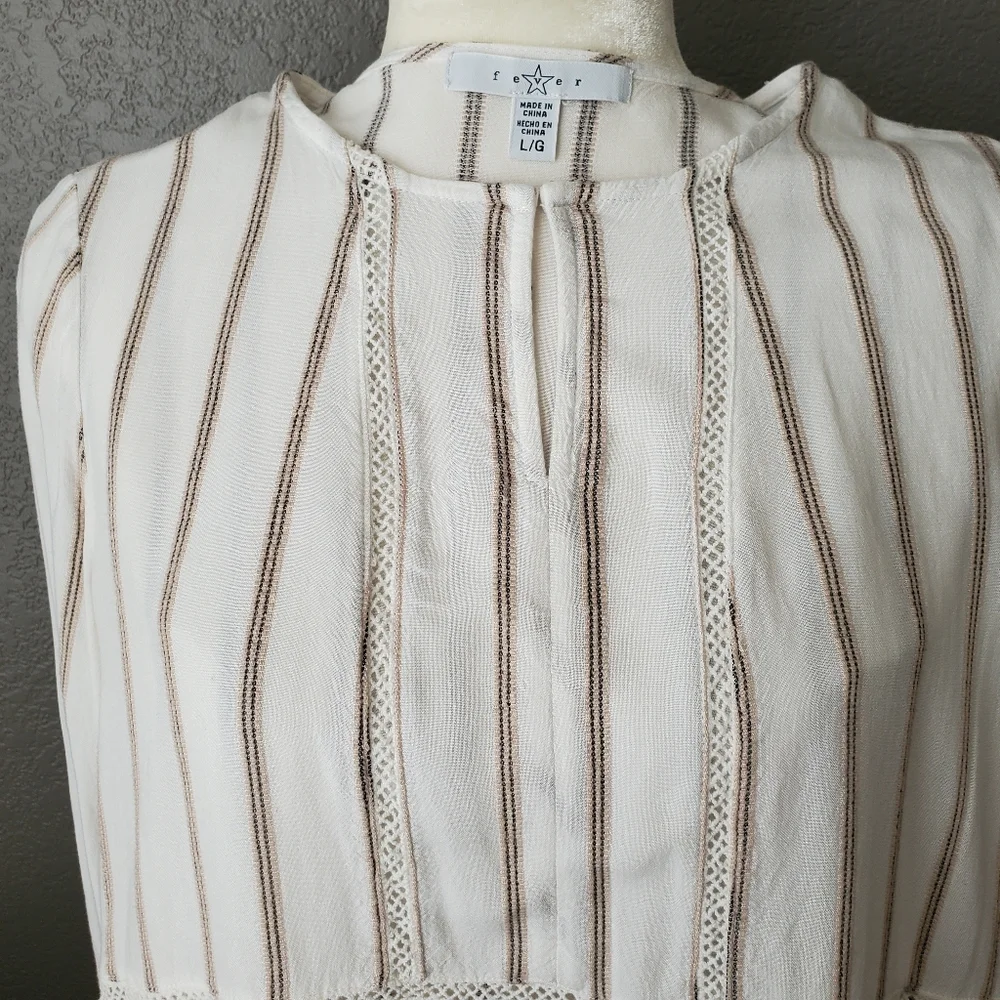 Marshalls blouse, size L, cream & brown - Picture 3 of 3